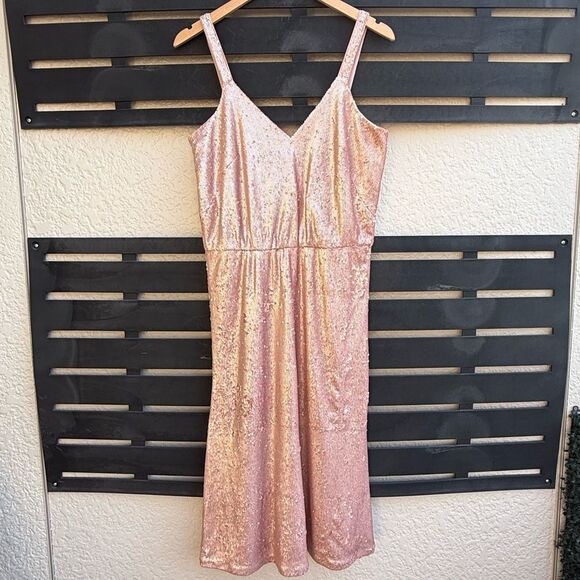 Dress the Population Cameron Sequin Knee Length Dress in Rose | Size Medium - Picture 2 of 7